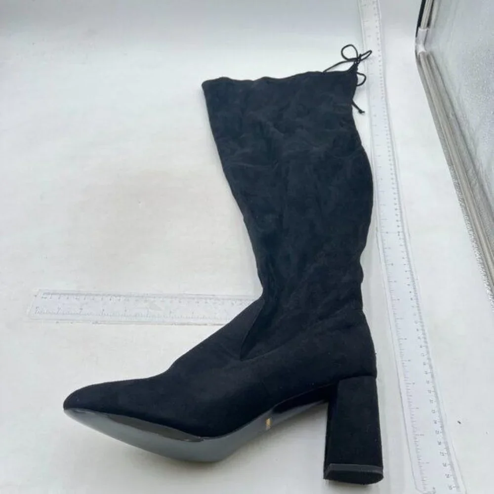 Black Women Block High Heel Over The Knee Thigh High Boots Comfortable Long Boot